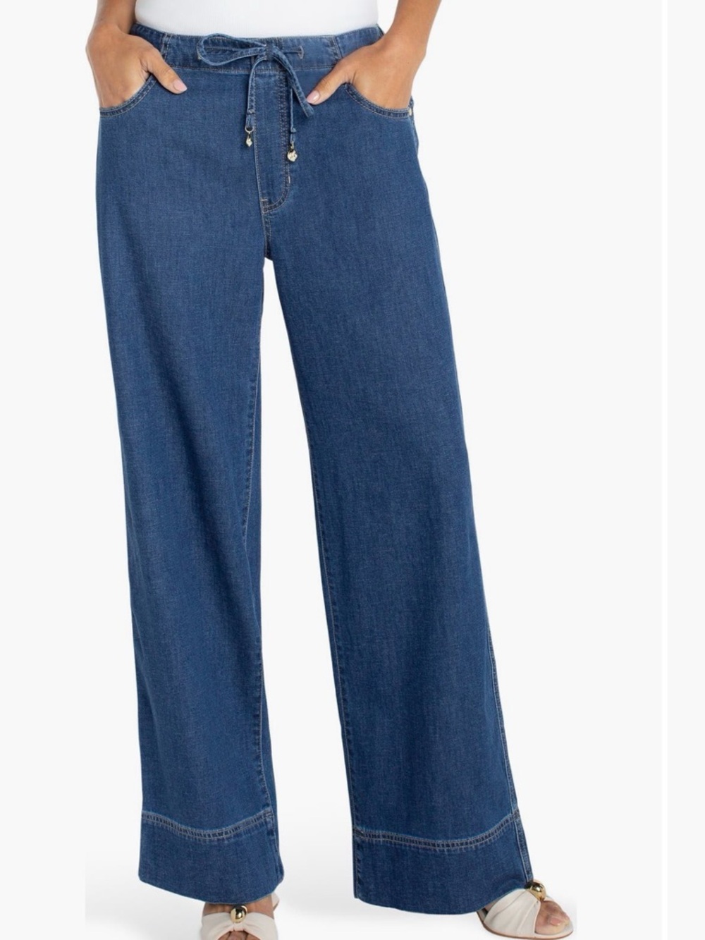 Liverpool Los Angeles Tie Waist Wide Leg Jeans - size 4/27